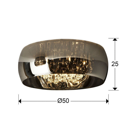 Plafoniera Rotunda din Metal si Sticla Argintiu/Argintiu Argos D50xH25cm