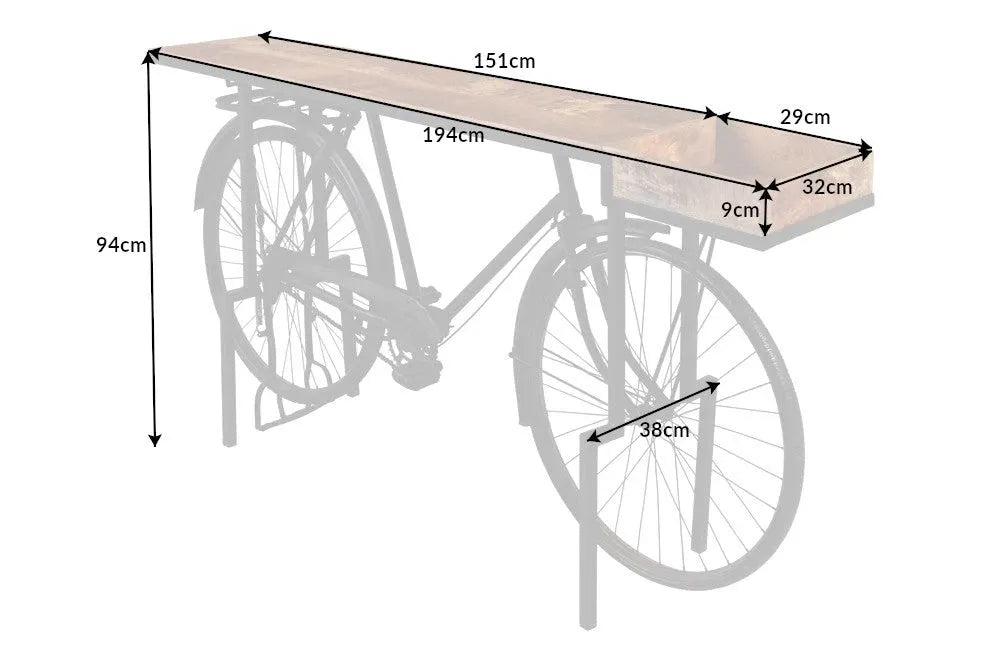 Consola din Lemn de mango Maro si Metal Negru L194xH94cm BICYCLE