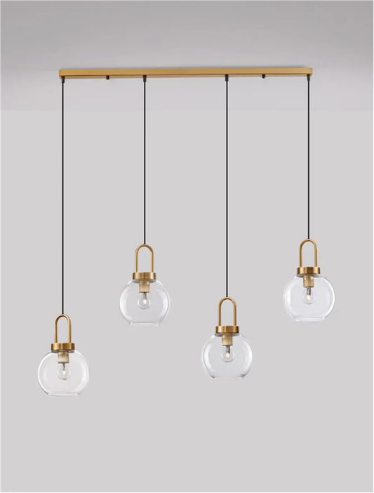 Lustra structura din Metal Alama si abajur din Sticla Transparent H155xL97.5cm IP20 IRVINE