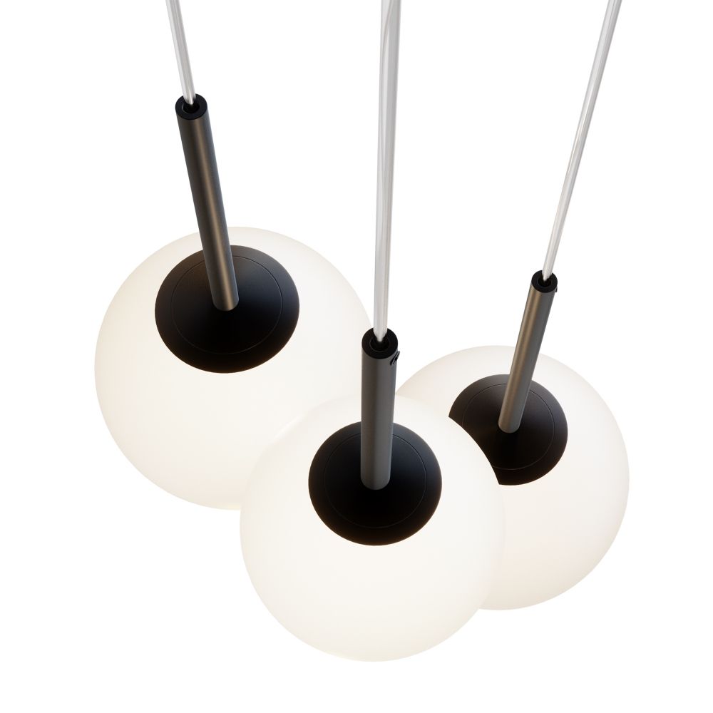 Lustra din Metal si Sticla Negru mat/Alb cu 3 becuri E14 40W D40xH180cm Basic form