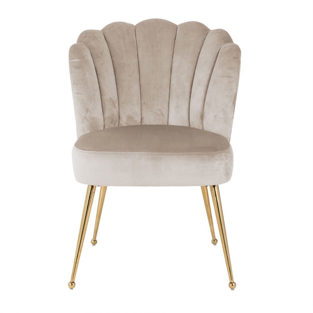 Scaun din Catifea si Metal Bej/Auriu H86xL66xA64cm Richmond Interiors Pippa Richmond Interiors