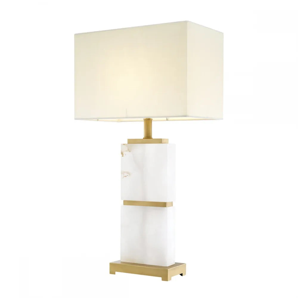 Veioza din Metal/Alabastru Alama/Alb si Stofa Crem H71.5xL39cm Robbins Eichholtz