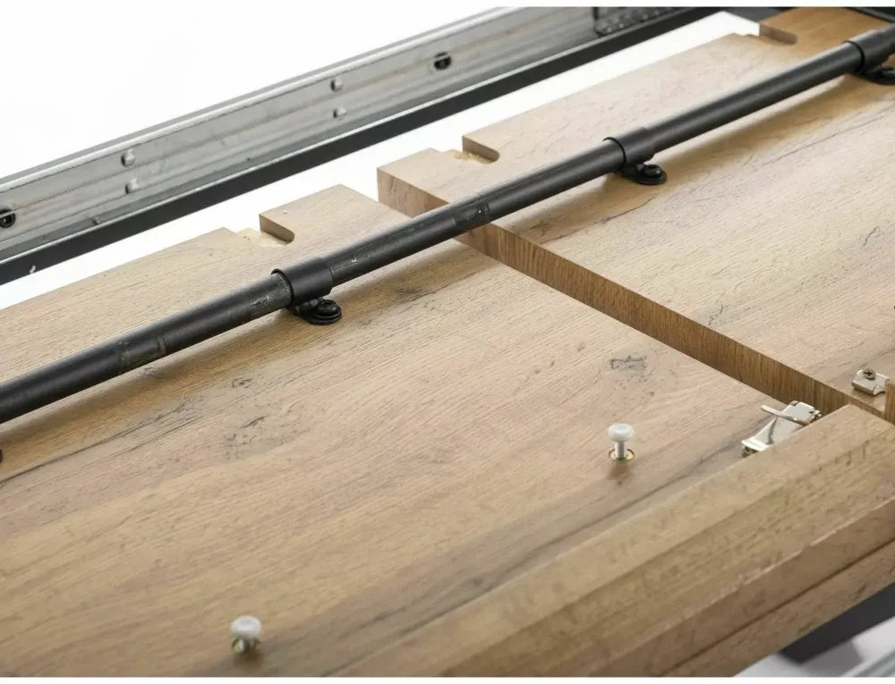 Masa extensibila din MDF+Furnir de stejar Maro si Metal Negru L160-240xH76cm Xaviero II