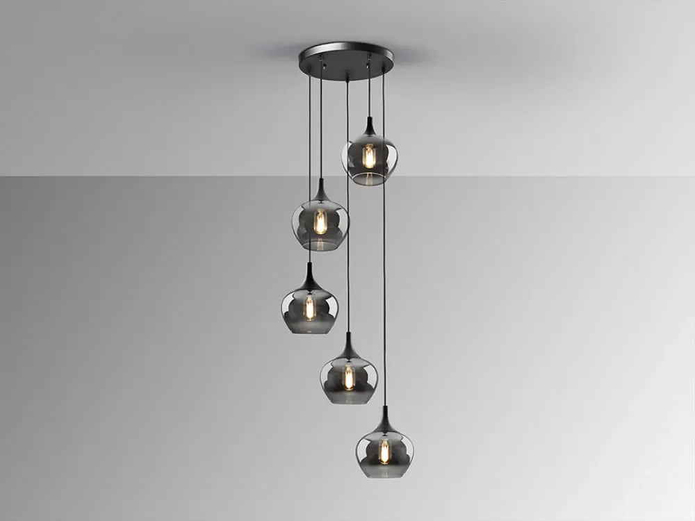 Candelabru din Metal Negru si Sticla Fumuriu H180xD48cm Opaz