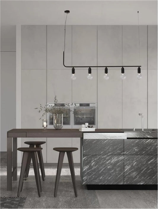 Lustra structura din Metal Negru si abajur din Sticla Transparent H120xL128cm IP20 VEDA