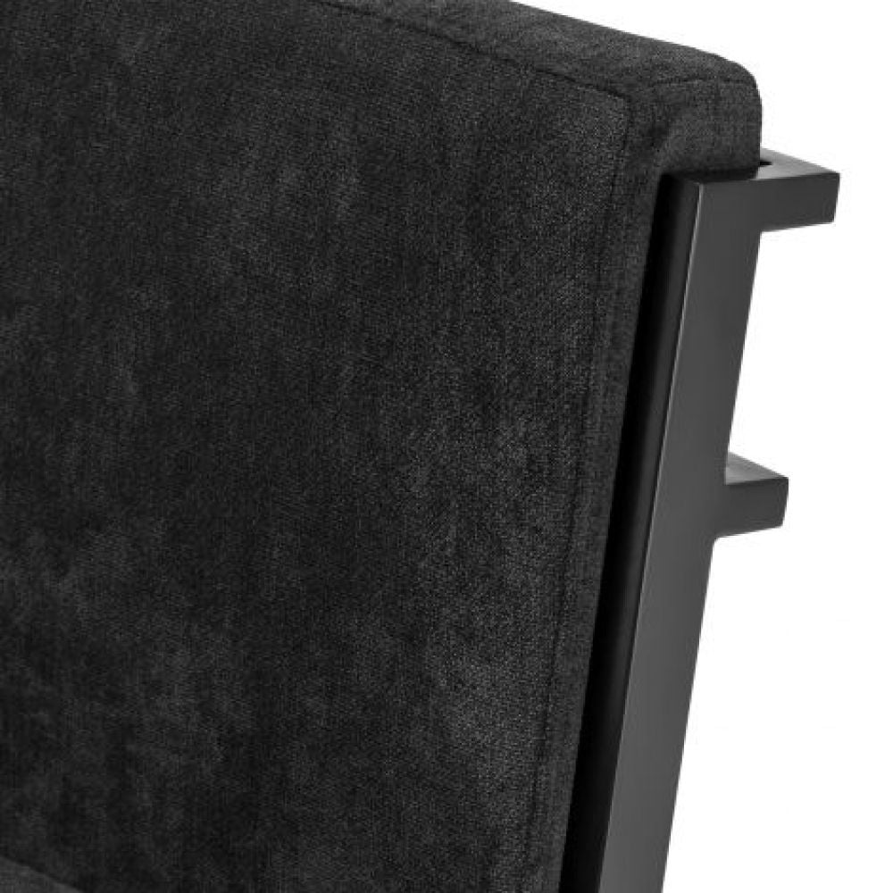 Scaun de insula tapitat cu Catifea Negru cu picioare din Metal Gri H91xL43xA54cm Scott