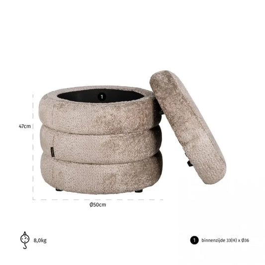 Puf tapitata cu Blanita artificiala Bej D50xH45cm Adele Richmond Interiors