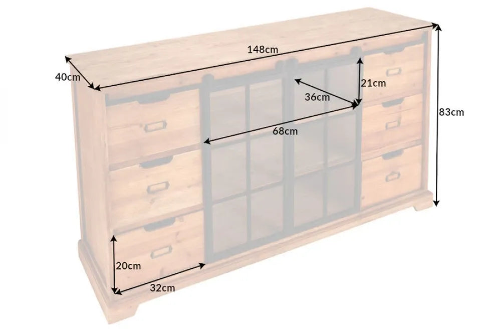 Comoda din Lemn de pin Maro si MDF/Lemn de pin Maro L148xH83cm HERITAGE