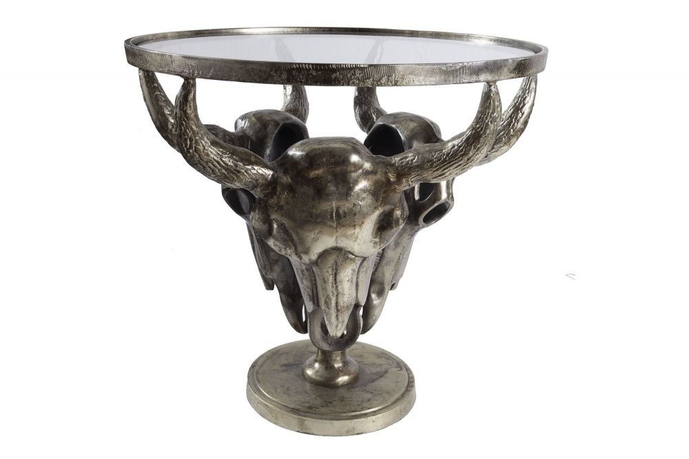 Masuta de cafea Rotunda din Sticla si Metal Transparent/Bronz D56xH53cm Matador