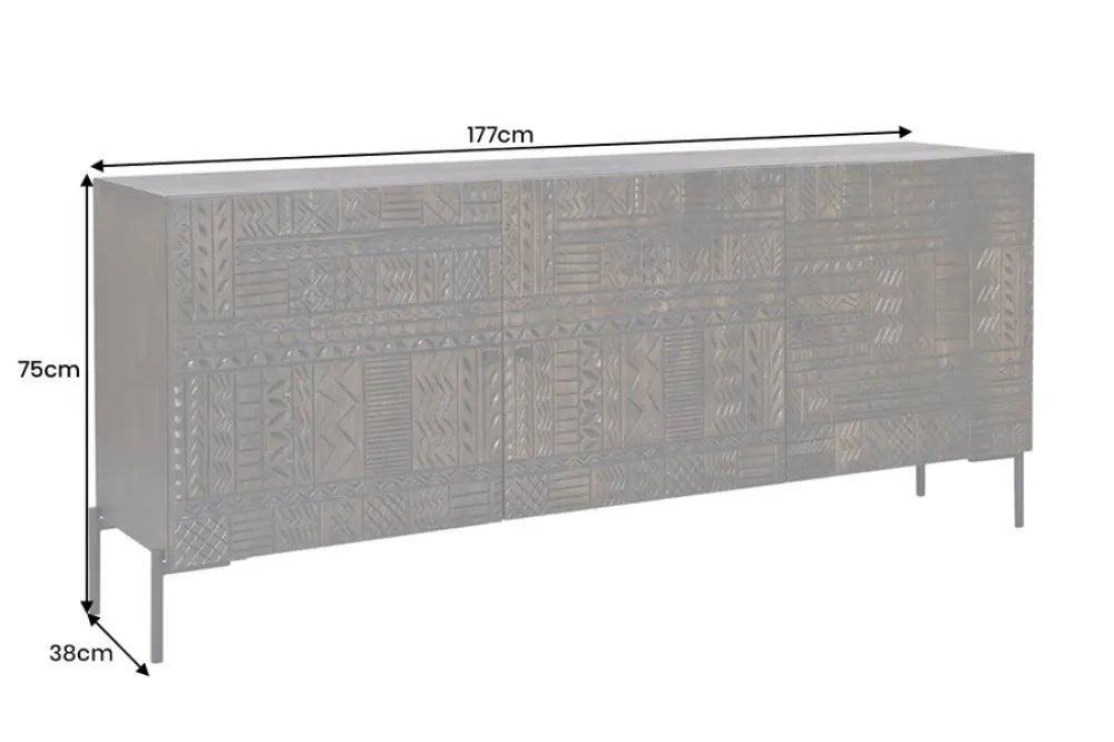 Comoda din Lemn de mango Maro si Metal Negru L177xH75cm TRIBAL