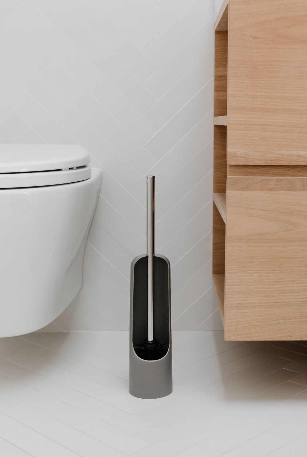 Perie de toaleta din Plastic Gri Touch D9xH44cm