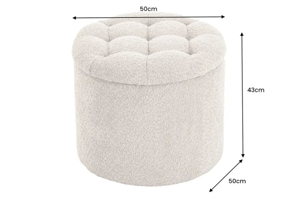 Puf cu spatiu de depozitare din Stofa boucle Bej H43xL50cm Modern Barock
