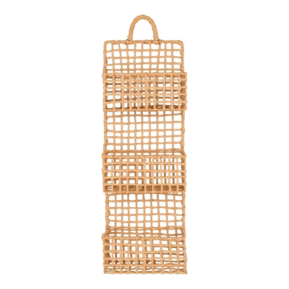 Etajera suspendata din Metal/Hartie impletita Maro H70xL25cm Sines