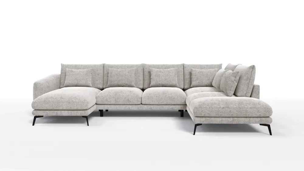 Coltar in forma de U tapitat cu Chenille Bej Sajma 15 L377x228cm Aspen