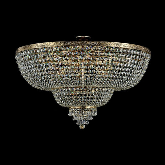 Candelabru Rotund din Metal si Cristal Auriu/Transparent Palace D100xH69cm