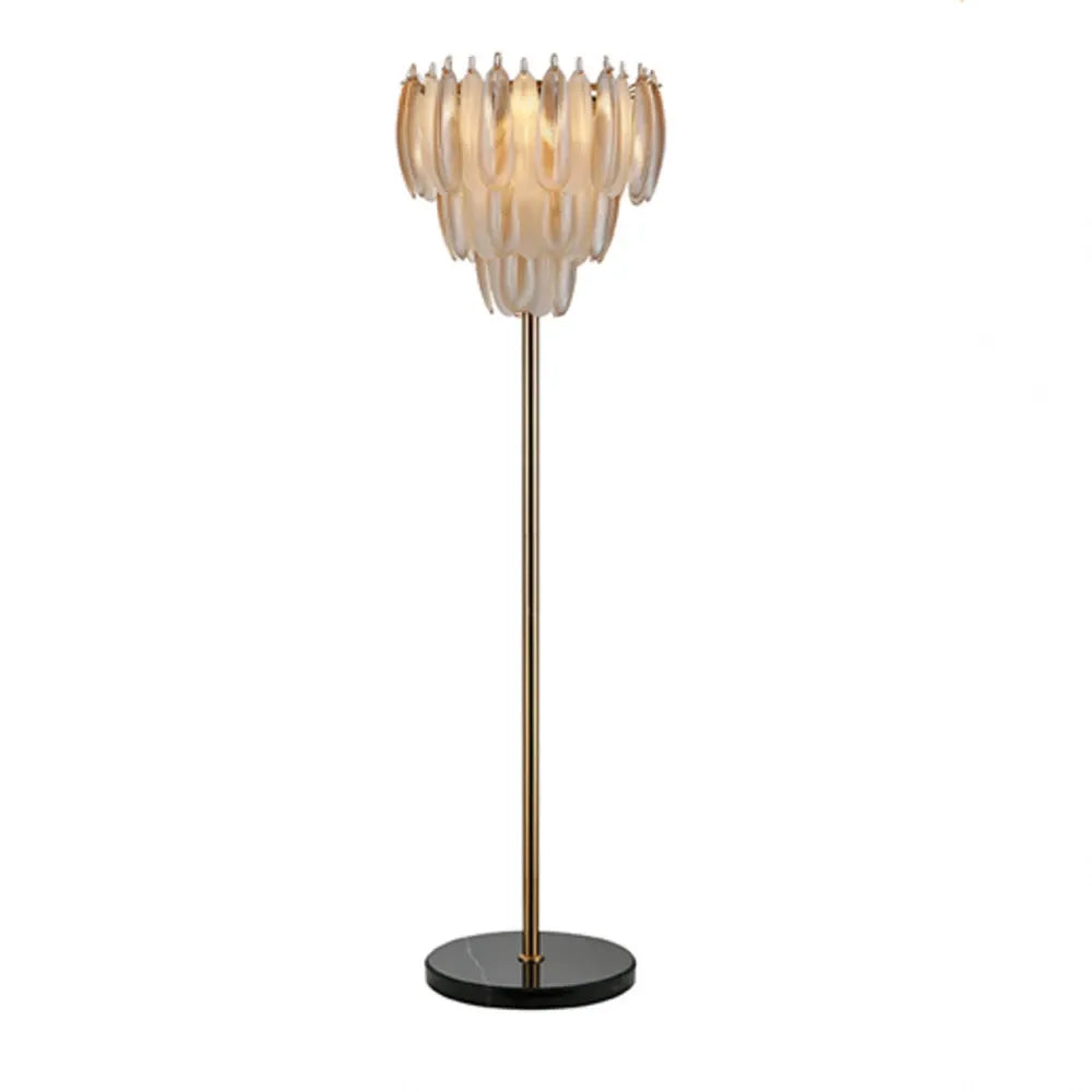 Lampa de podea din Metal/Sticla/Marmura Alama antichizata D50xH168cm Chloe Richmond Interiors