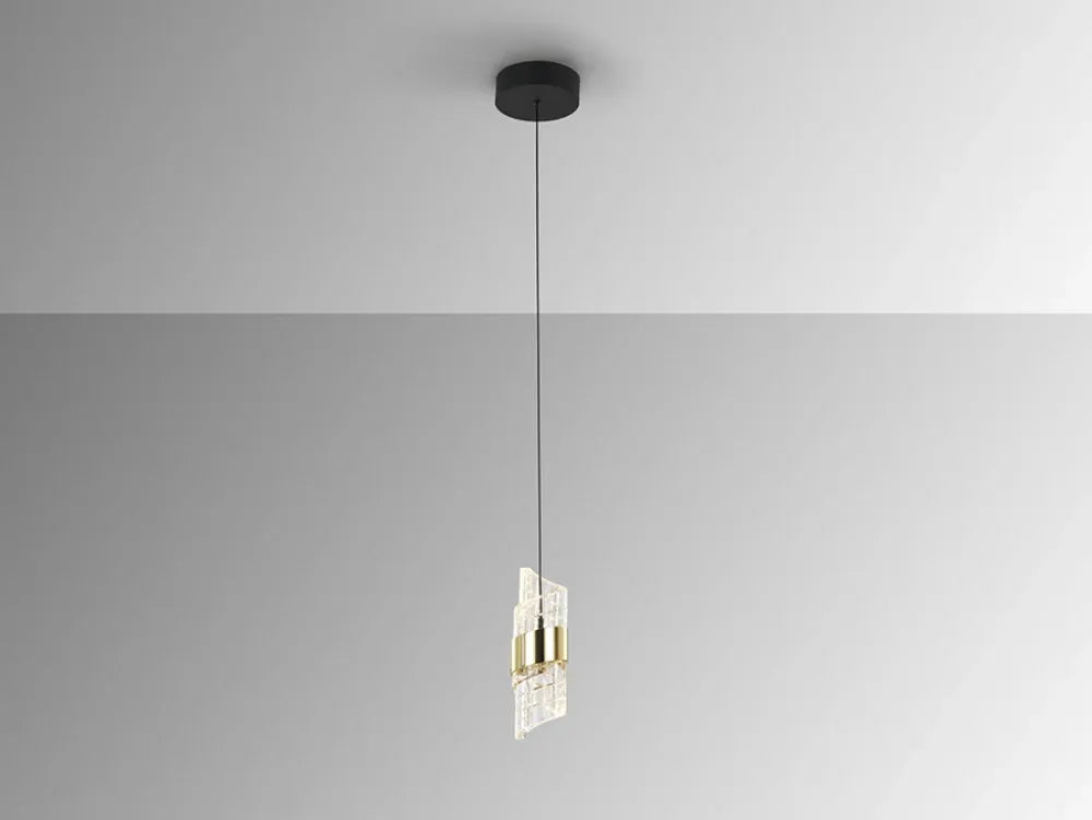 Pendul din Metal Negru/Auriu si Acrilic Transparent H160xD12cm Iliada