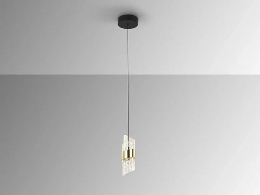 Pendul din Metal Negru/Auriu si Acrilic Transparent H160xD12cm Iliada