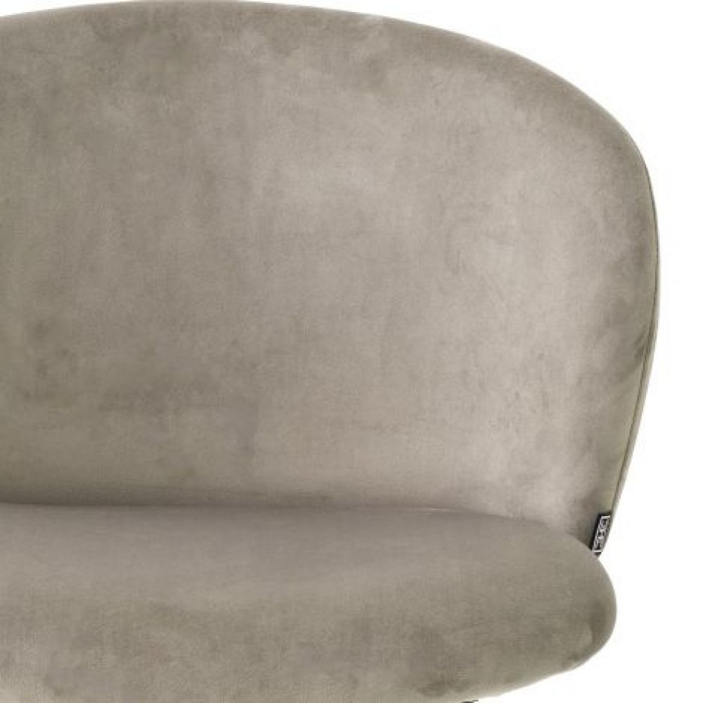 Scaun de insula tapitat cu Catifea Bej cu picioare din Metal Negru/Auriu H93xL51xA54cm Volante