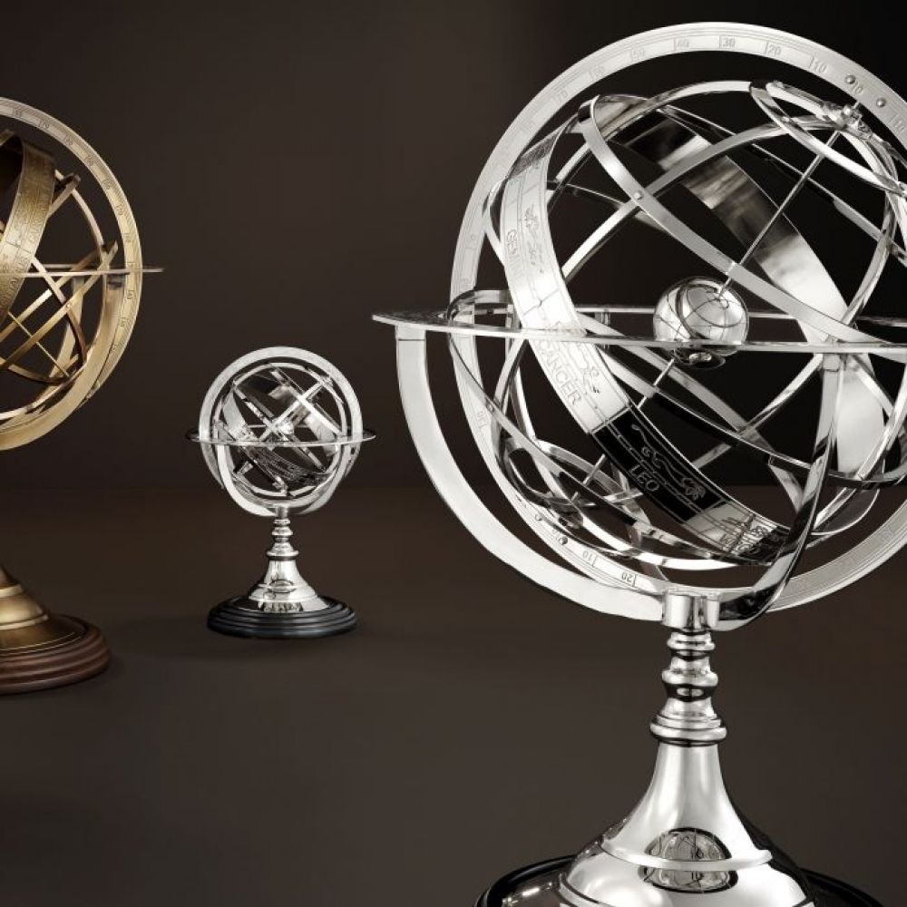 Obiect decorativ din Metal Argintiu D16xH29cm Globe