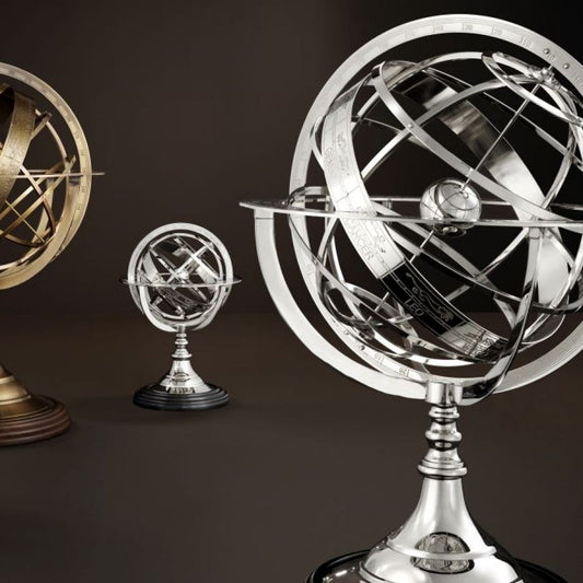 Obiect decorativ din Metal Argintiu D16xH29cm Globe