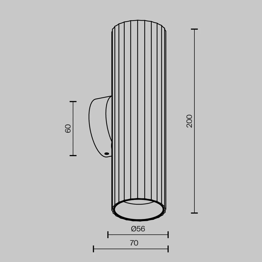 Aplica perete din Aluminiu Negru H20xD5.6cm Calipso
