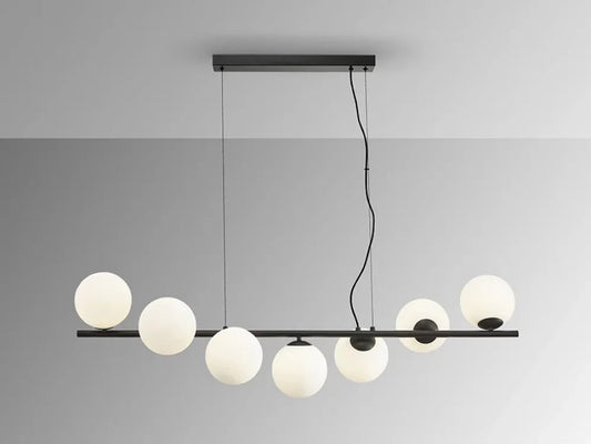 Lustra din Metal Negru si Sticla Alb H200xL120cm Inoa