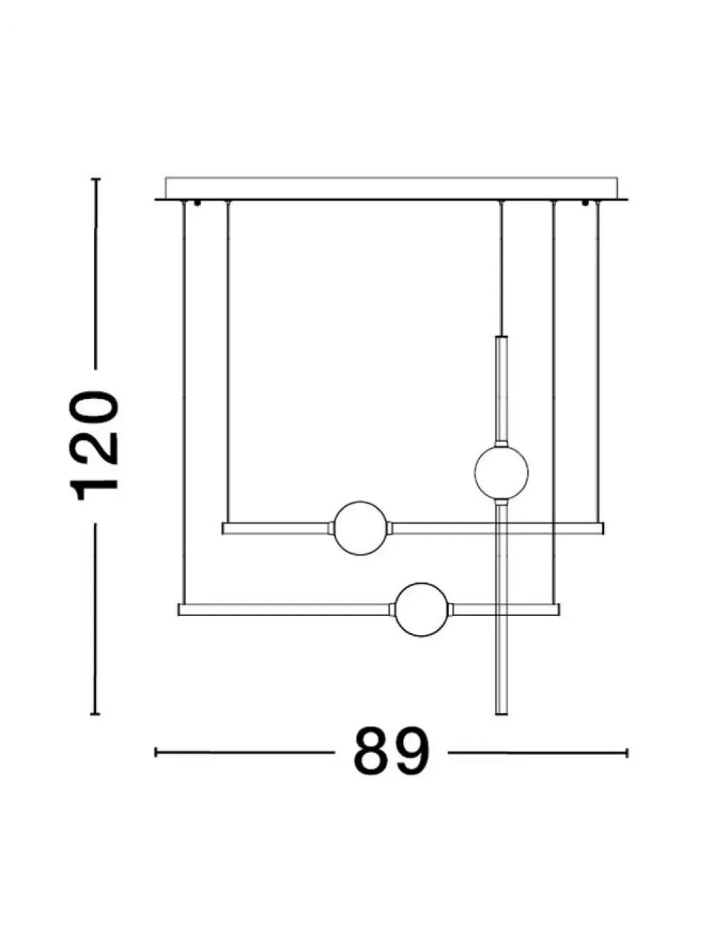 Candelabru structura din Aluminiu Negru/Auriu si abajur din Sticla Alb H120xL89cm IP20 26W 2541lm 3000k ACROBAT