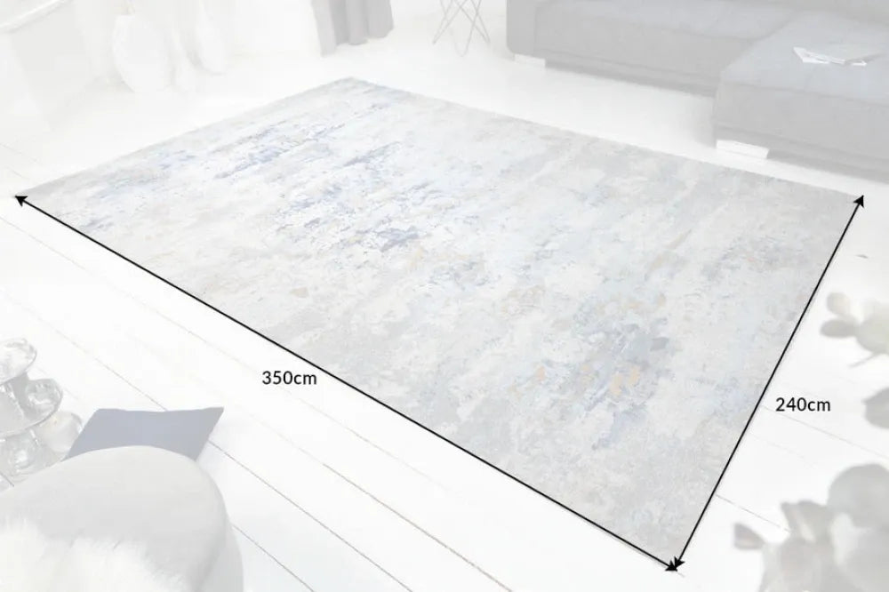 Covor din Bumbac/Poliester Gri/Albastru L350cm Abstract