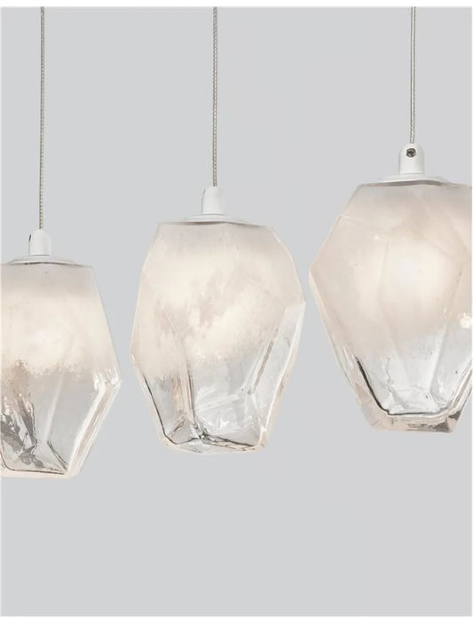 Lustra structura din Metal Alb si abajur din Sticla Alb H180xL84cm IP20 ICE