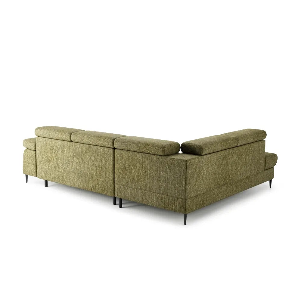 Coltar extensibil tapitat cu Chenille Verde cu lada depozitare Cordoba II