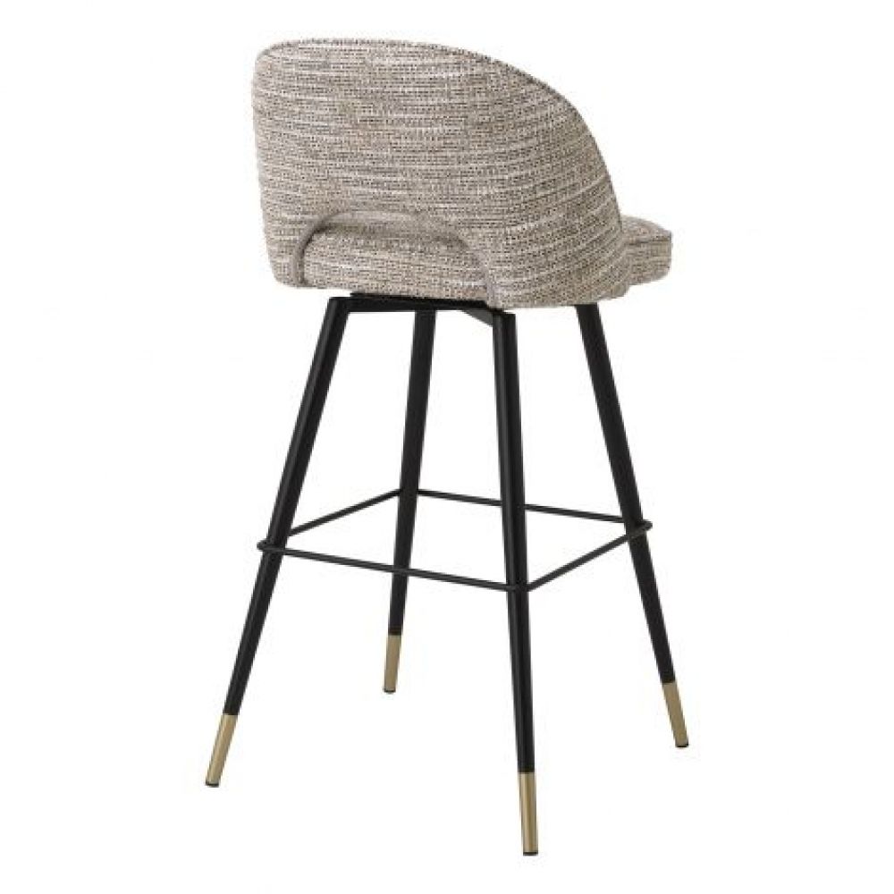 Set 2 scaune de bar rotative tapitat cu Material Textil Bej cu picioare din Metal Negru/Auriu H103xL51xA52cm Cliff