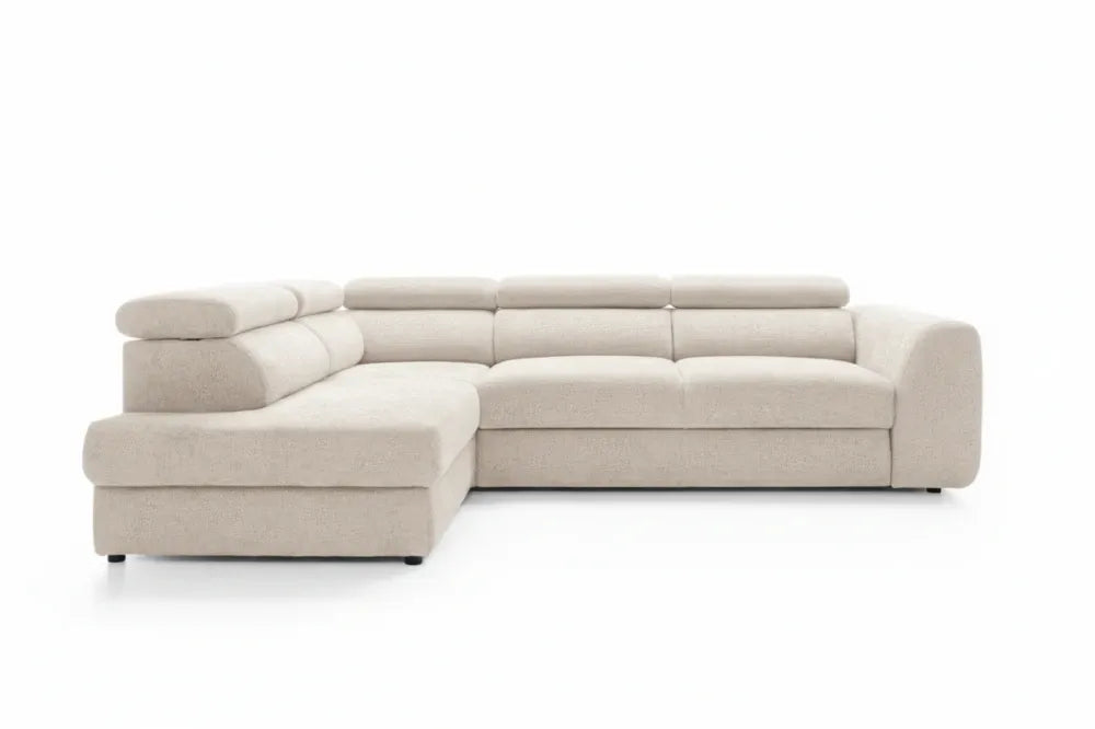 Coltar extensibil catifea bej cu lada depozitare Bergamo L Maxi – 285 × 207 cm