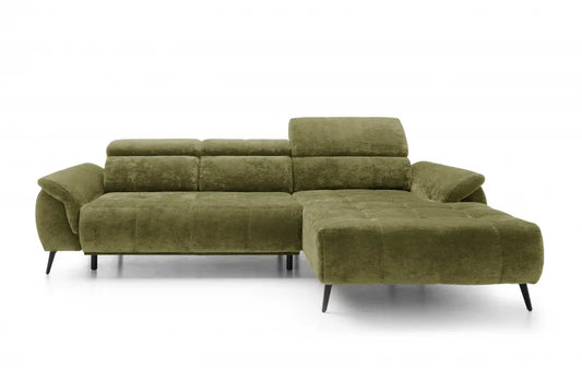 Coltar extensibil electric din catifea verde genovaI L286x184cm