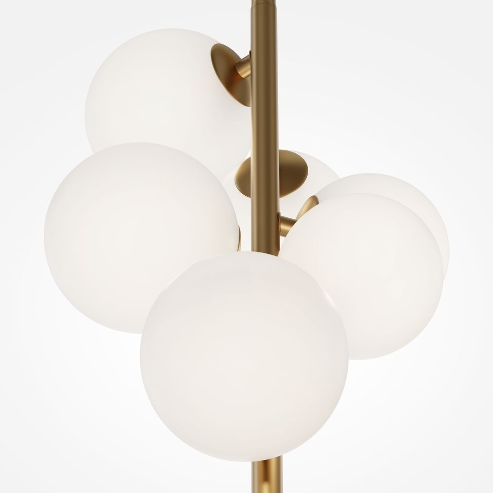 Lustra din Metal si Sticla Auriu/Alb mat cu 6 becuri G9 28W D29xH170cm Dallas