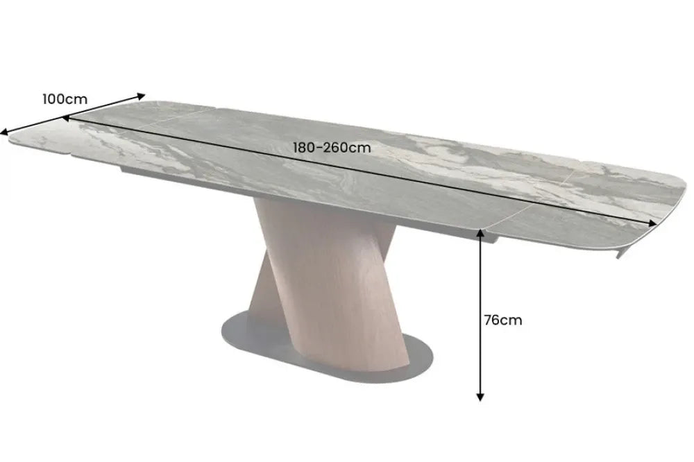 Masa din Ceramica Multicolor si Metal/Funir de nuc Negru/Maro LxH76cm ELEMENTS