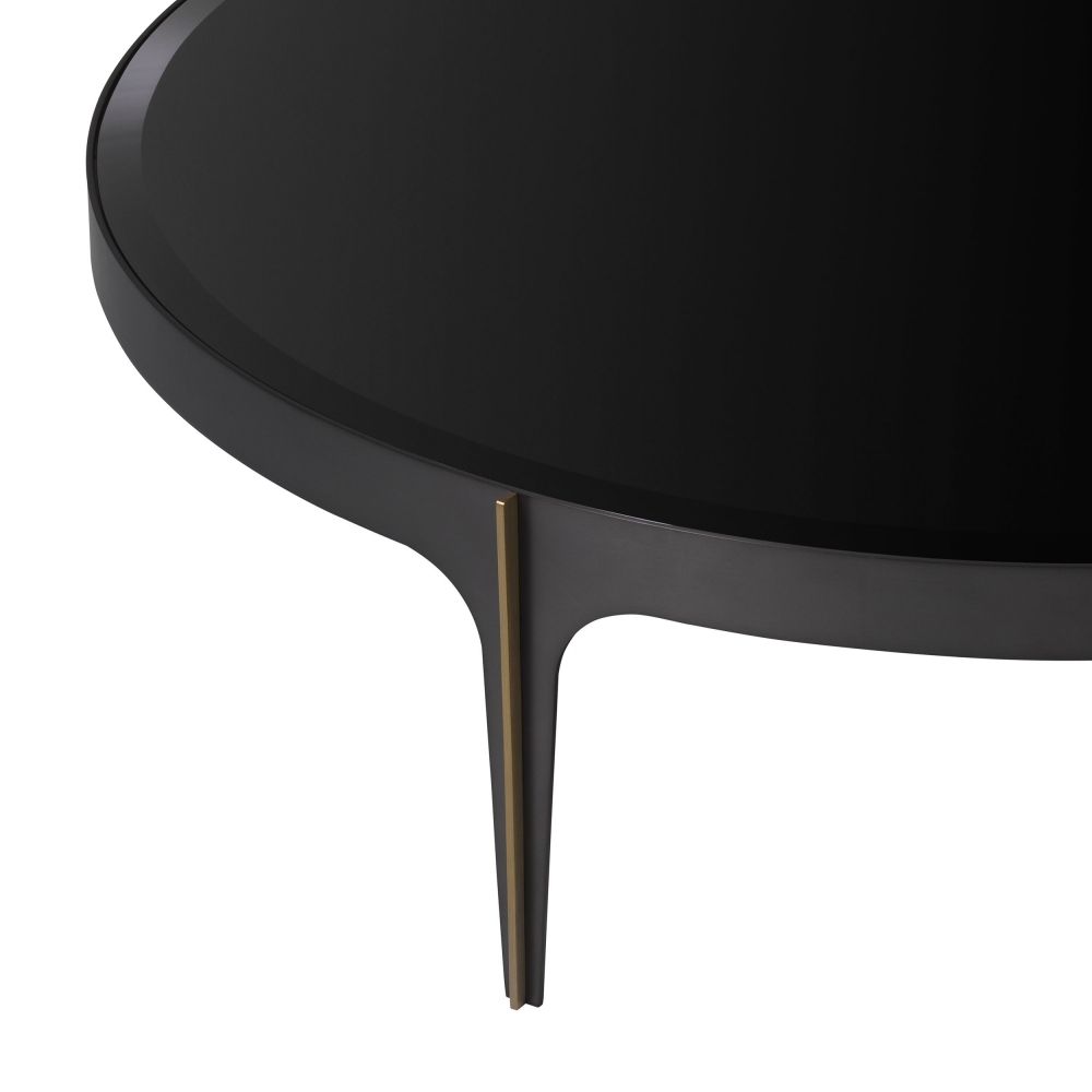 Masuta de cafea Rotunda din Otel inoxidabil si Sticla securizata Negru D124xH35cm Artemisa