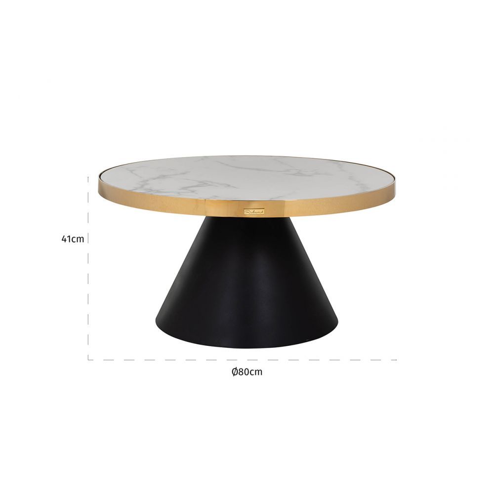Masuta de cafea rotunda din marmura artificiala si Metal Alb/Negru D80xH41cm Odin Richmond Interiors