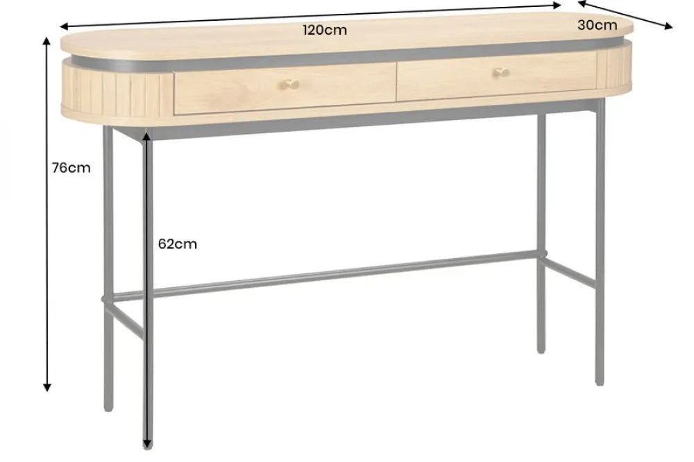 Consola din MDF/Furnir de stejar Maro si Metal Negru L120xH76cm ATELIER