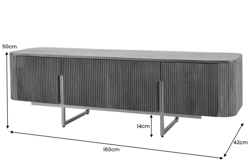 Comoda TV din Lemn de mango Maro si Metal Auriu L160xH50cm GATSBY
