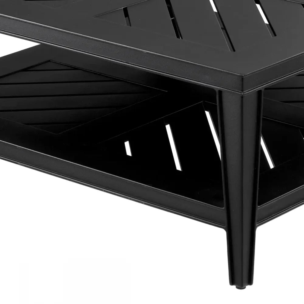 Masuta de cafea patrata pentru exterior din Metal Negru H42xL100cm Bell Rive Eichholtz