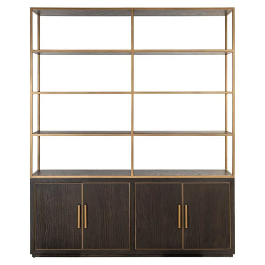 Biblioteca din Lemn de stejar/Metal Maro/Alama si Lemn de stejar Maro L180xH220cm Carter Richmond interiors