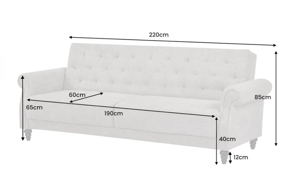 Canapea cu functie pat tapitat cu Stofa boucle Grej L220cm Maison belle