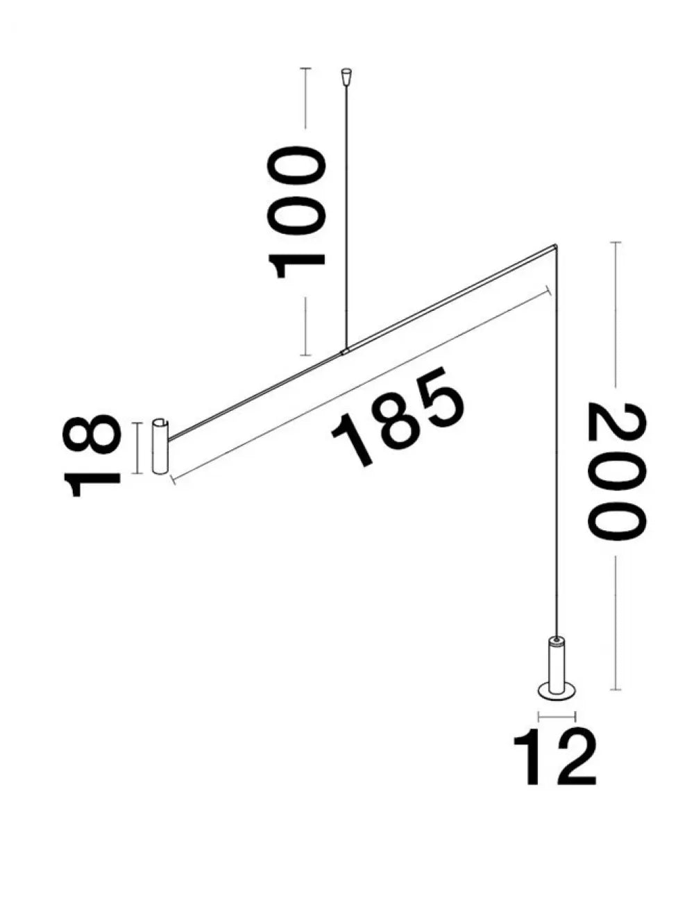 Lampa de podea din Aluminiu Negru H20-250xL192cm IP20 12W 960lm 3000k VOICE
