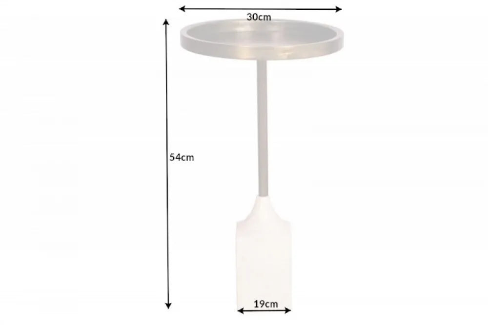 Masuta laterala Rotunda din Metal Auriu si Marmura Alb D30xH54cm Trayful