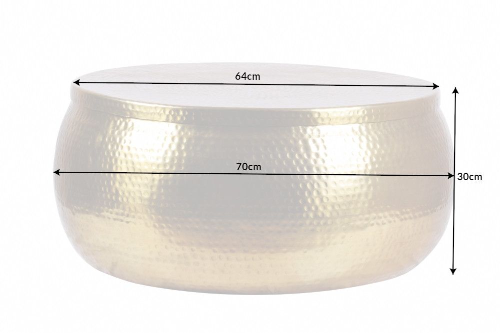 Masuta de cafea Rotunda din Metal si Metal Auriu/Auriu D70xH30cm Orient