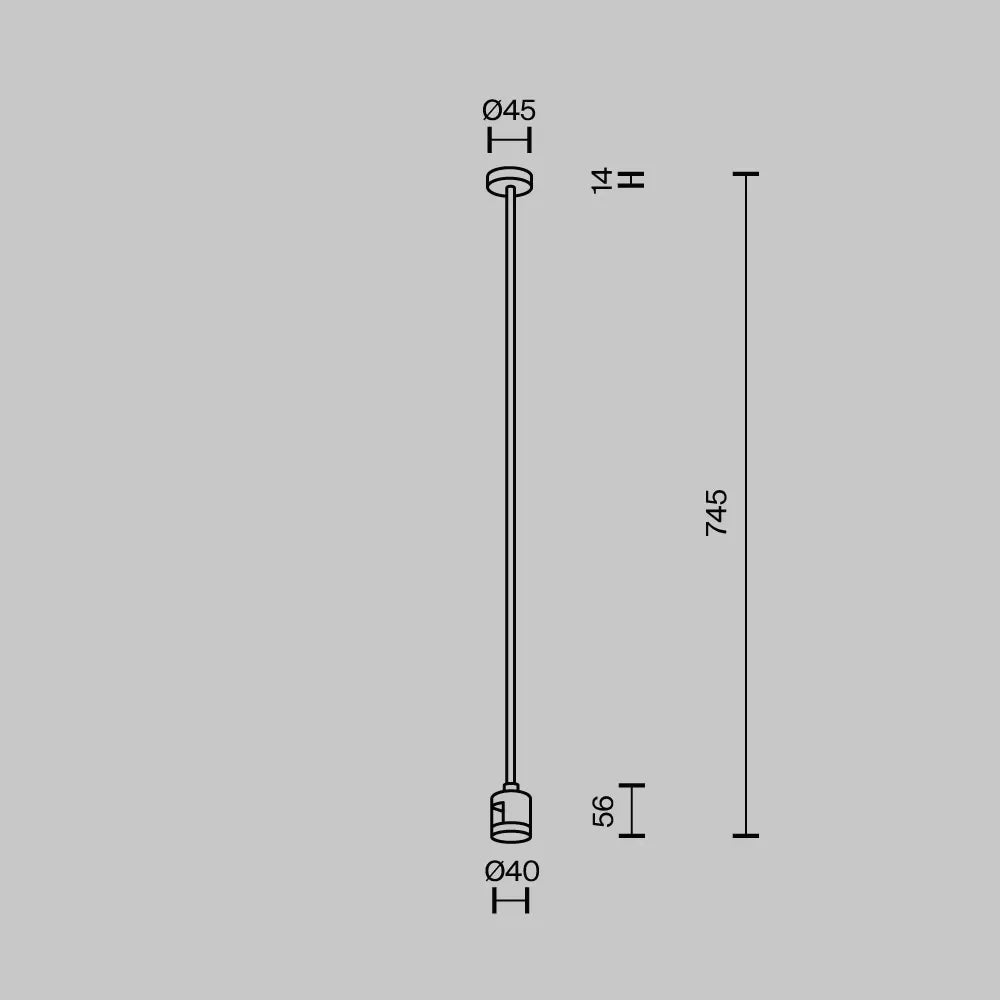 Suport lung pe tavan cu conector direct de alimentare 700 mm Flarity din Aluminiu Alama