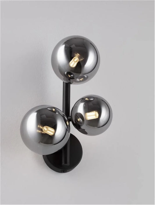 Aplica de perete structura din Metal Negru si abajur din Sticla Fumuriu H32xL23.1cm IP20 ODILLIA