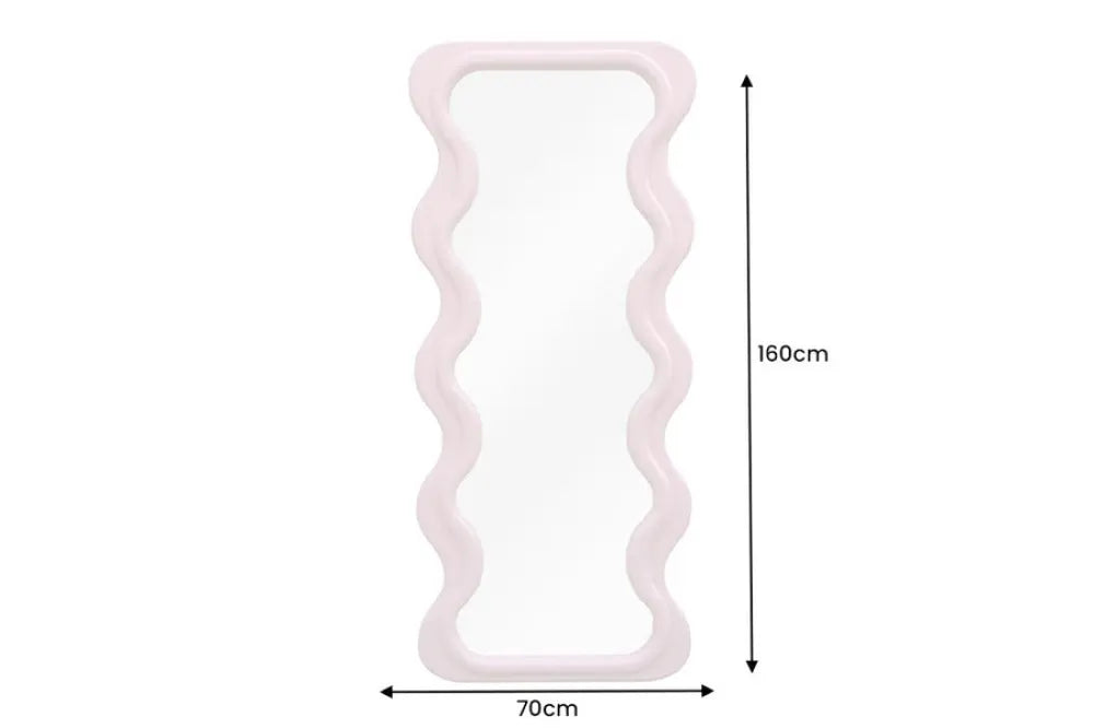 Oglinda cu rama din Poliuretan/MDF Roz H160xL70cm Curvy