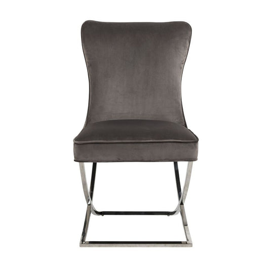 Scaun din Catifea si Metal Gri/Argintiu H93.5xL54xA70cm Richmond Interiors Scarlett Richmond Interiors